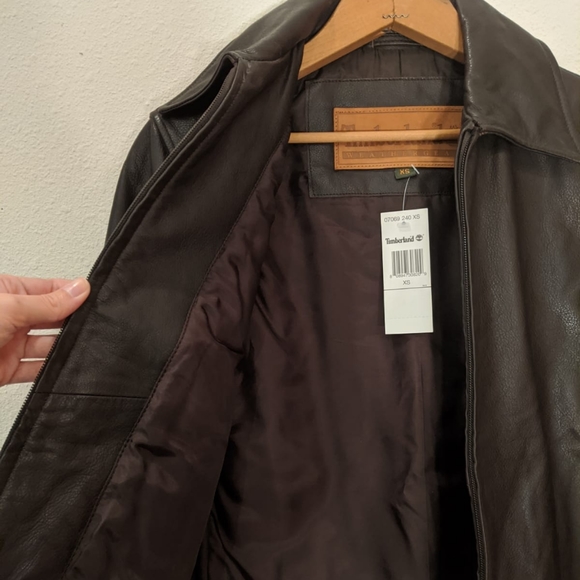 Timberland Chocolate Brown Leather Jacket NWT - Picture 9 of 10